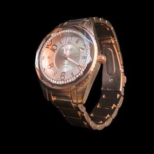 Secondhand Large Rose Gold Toned Diamond Dial Analog Wristwatch